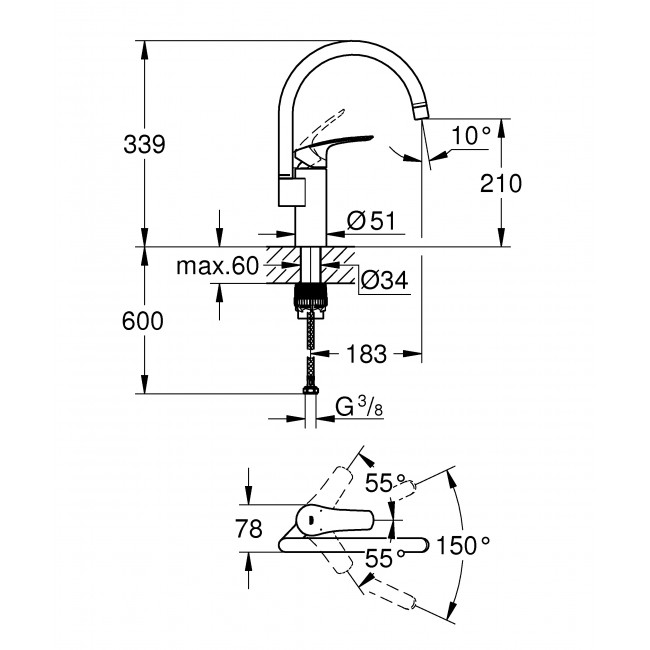 GROHE Eurosmart高身面盆/浴缸/廚房龍頭/花灑套裝 GROHE Eurosmart高身面盆/浴缸/廚房龍頭/花灑套裝