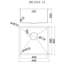 Elleci ARCA系列1.5mm不銹鋼手工鋅盆 ARC1044-15