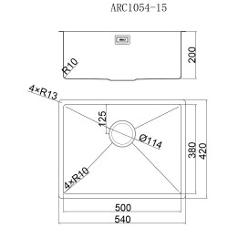 Elleci ARCA系列1.5mm不銹鋼手工鋅盆 ARC1054-15