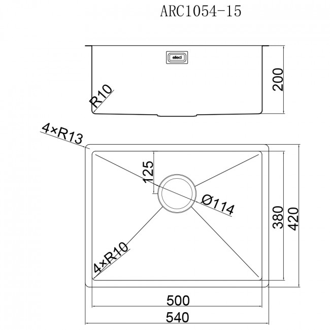 Elleci ARCA系列1.5mm不銹鋼手工鋅盆 ARC1054-15 Elleci ARCA系列1.5mm不銹鋼手工鋅盆 ARC1054-15