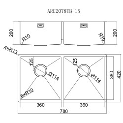 Elleci ARCA系列1.5mm不銹鋼手工鋅盆 ARC2078TB-15