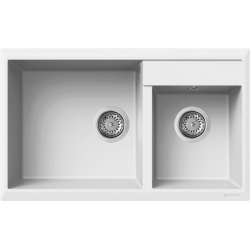 Elleci Florence 335 Bianco(白色)花崗岩石枱上盆(送GROHE 廚房龍頭|Elleci木砧板|304不銹鋼卷墊)