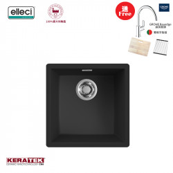 Elleci ZEN 102 Black(黑色)花崗岩石枱上/枱下盆(送GROHE 廚房龍頭|Elleci木砧板|304不銹鋼卷墊)
