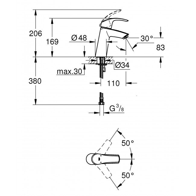GROHE Eurosmart 中身面盆龍頭/浴缸龍頭/花灑組合 GROHE Eurosmart 中身面盆龍頭/浴缸龍頭/花灑組合