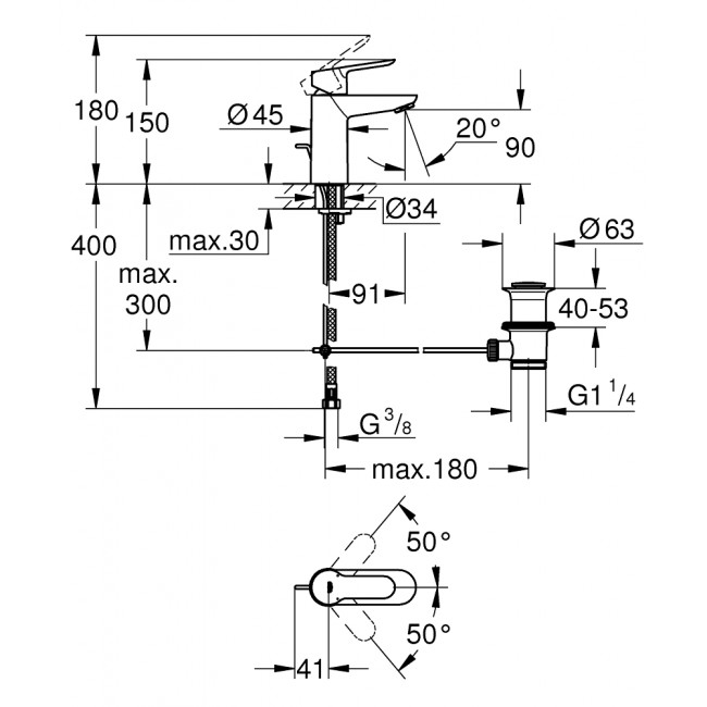 GROHE BAUEDGE 面盆龍頭 23356000 GROHE BAUEDGE 面盆龍頭 23356000