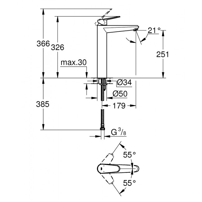 GROHE Eurodisc Cosmopolitan 高身面盆龍頭 23432000 GROHE Eurodisc Cosmopolitan 高身面盆龍頭 23432000