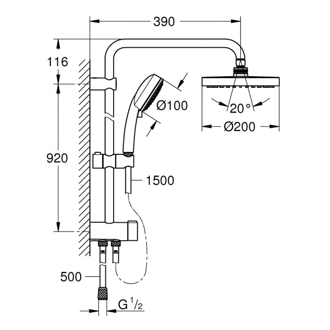GROHE NEW TEMPESTA Cosmopolitan System 200 轉駁式雨淋系統花灑套裝 26453001 GROHE NEW TEMPESTA Cosmopolitan System 200 轉駁式雨淋系統花灑套裝 26453001