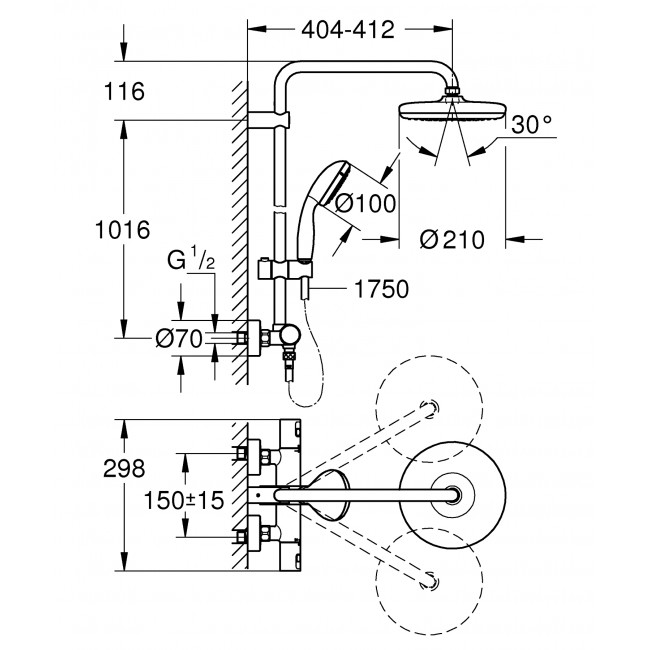 GROHE Vitalio Start System 210 恆溫雨淋系統花灑套裝 27960001 GROHE Vitalio Start System 210 恆溫雨淋系統花灑套裝 27960001