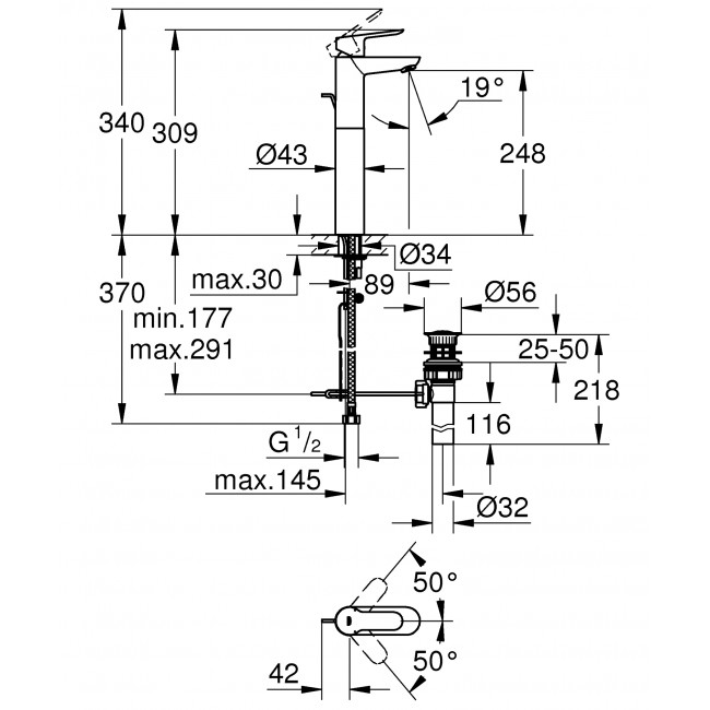 GROHE BAUEDGE 高身面盆龍頭 32860000 GROHE BAUEDGE 高身面盆龍頭 32860000