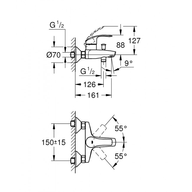 GROHE Eurosmart 中身面盆龍頭/浴缸龍頭/花灑組合 GROHE Eurosmart 中身面盆龍頭/浴缸龍頭/花灑組合