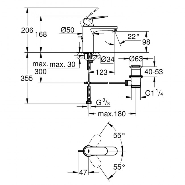 GROHE Eurosmart Cosmopolitan 3件套裝 GROHE Eurosmart Cosmopolitan 3件套裝