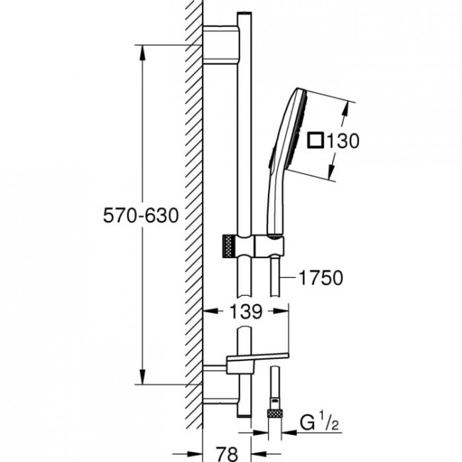 GROHE SmartActive Cube 130 3速花灑套裝 26583000 GROHE SmartActive Cube 130 3速花灑套裝 26583000