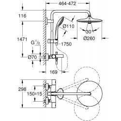 GROHE Euphoria 260 恆溫雨淋系統 27475001