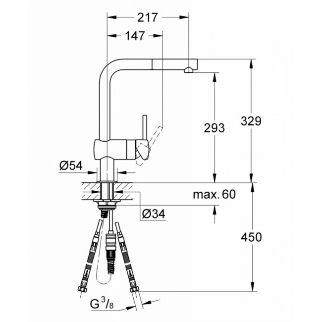 GROHE Minta L型廚房拉喉龍頭 32168000 GROHE Minta L型廚房拉喉龍頭 32168000