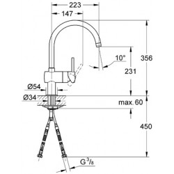GROHE Minta C型廚房龍頭(拉絲色) 32917DC0